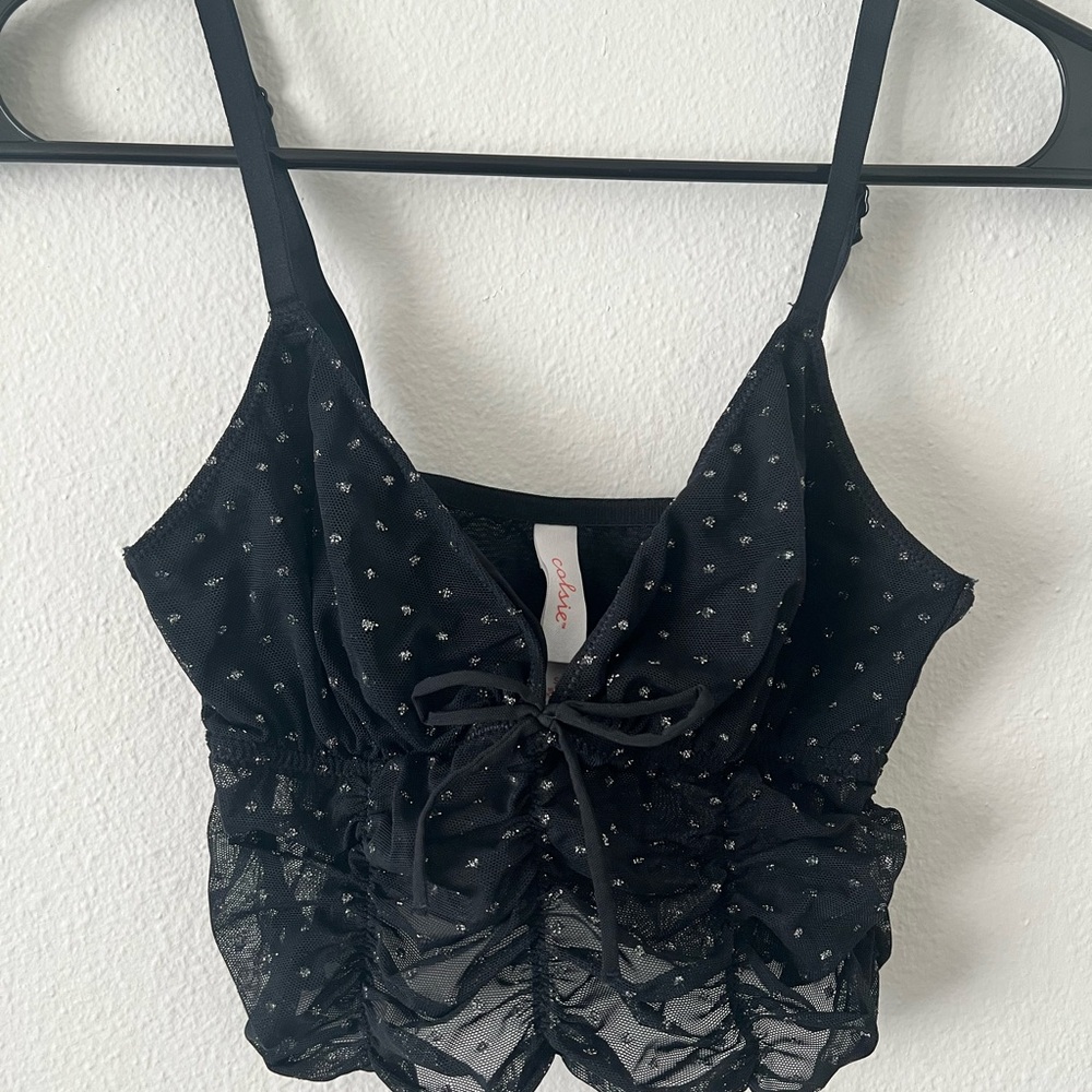 Colsie Black Sheer Bra with Silver Accents Size S